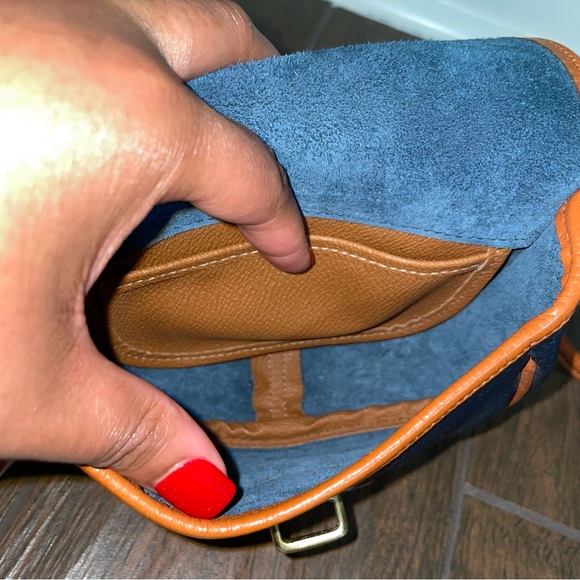 *RARE*VTG Dooney and Bourke Mini Pebble Leather Flap Blue Crossbody Y2K… - Picture 6 of 13